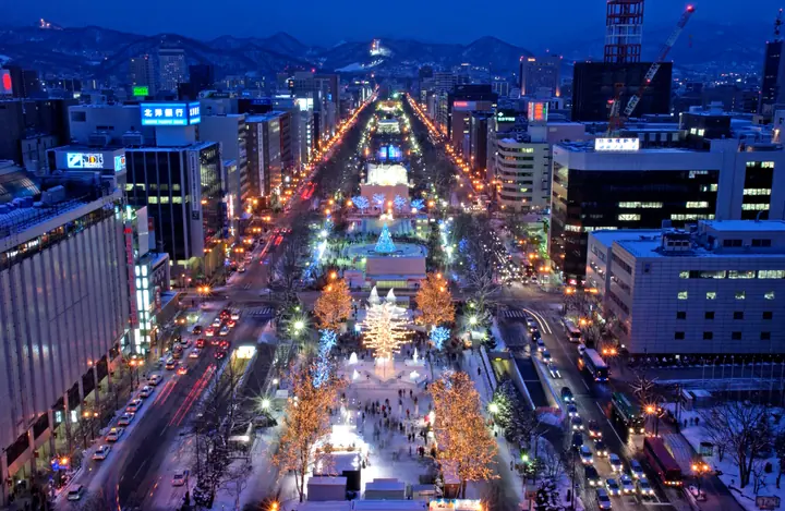 2009년 삿포로 눈축제 오도리 행사장과 도심 야경